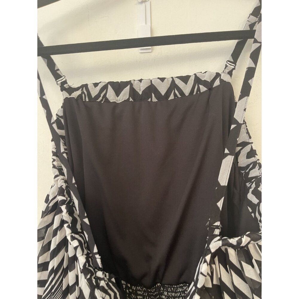Lane Bryant PLUS 18/20 Chevron Pleated Black/White Maxi Summer Vacation Dress - Picture 13 of 16